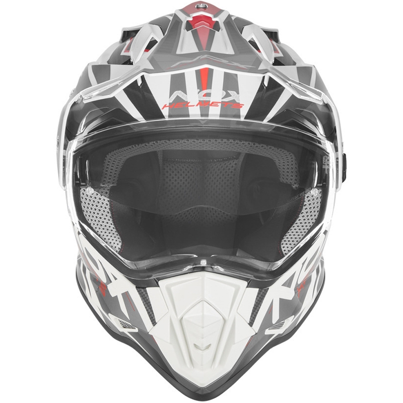 Enduro motociklo šalmas NOX N312 Track balta-raudona
