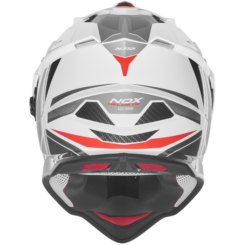 Enduro motociklo šalmas NOX N312 Track balta-raudona