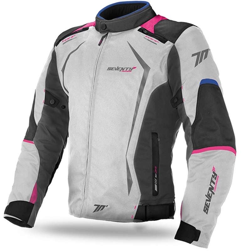 Moteriška motociklininko striukė SEVENTY DEGREES SD-JR49 pilka-mėlyna-rožinė