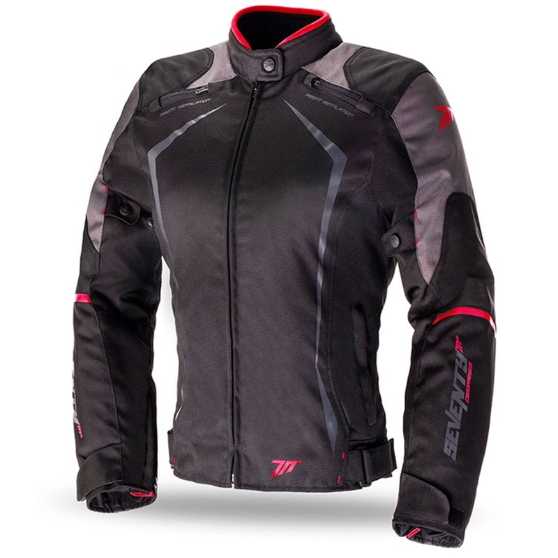 Moteriška motociklininko striukė SEVENTY DEGREES SD-JR49 juoda-raudona