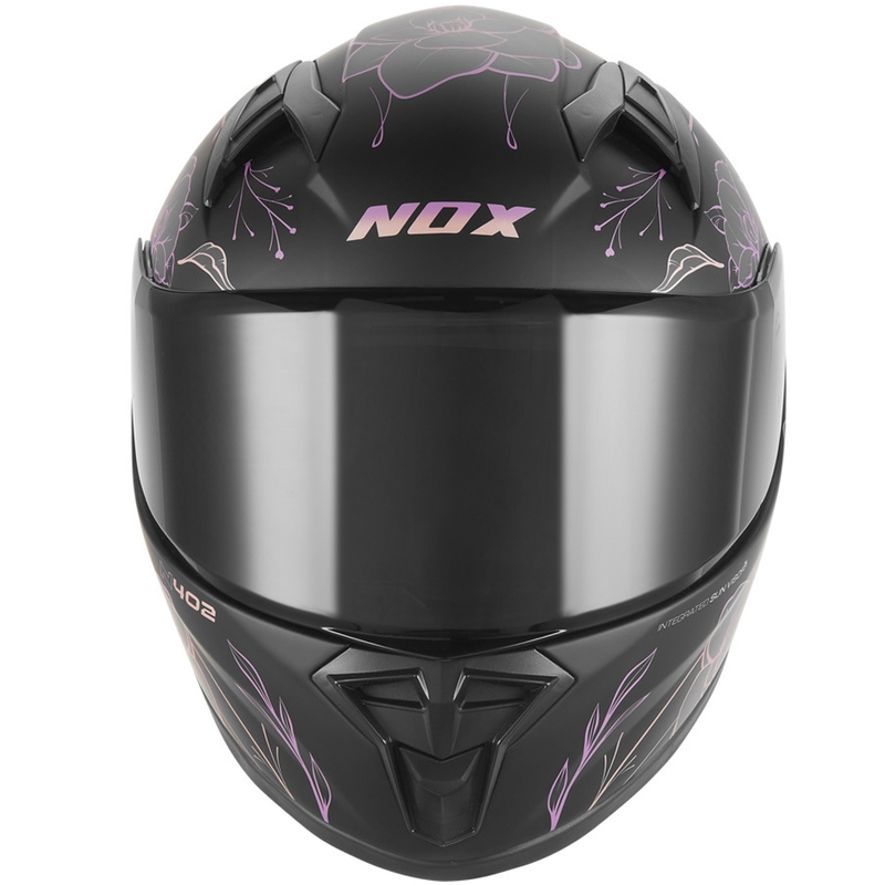 Vaikiškas uždaras motociklo šalmas NOX N731 Spring matinės juodos-rožinės spalvos