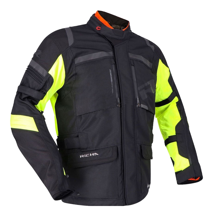 RICHA Brutus GTX motociklo striukė, juodos-fluorescencinės geltonos spalvos, išpardavimas - antra kokybė - II. kokybė