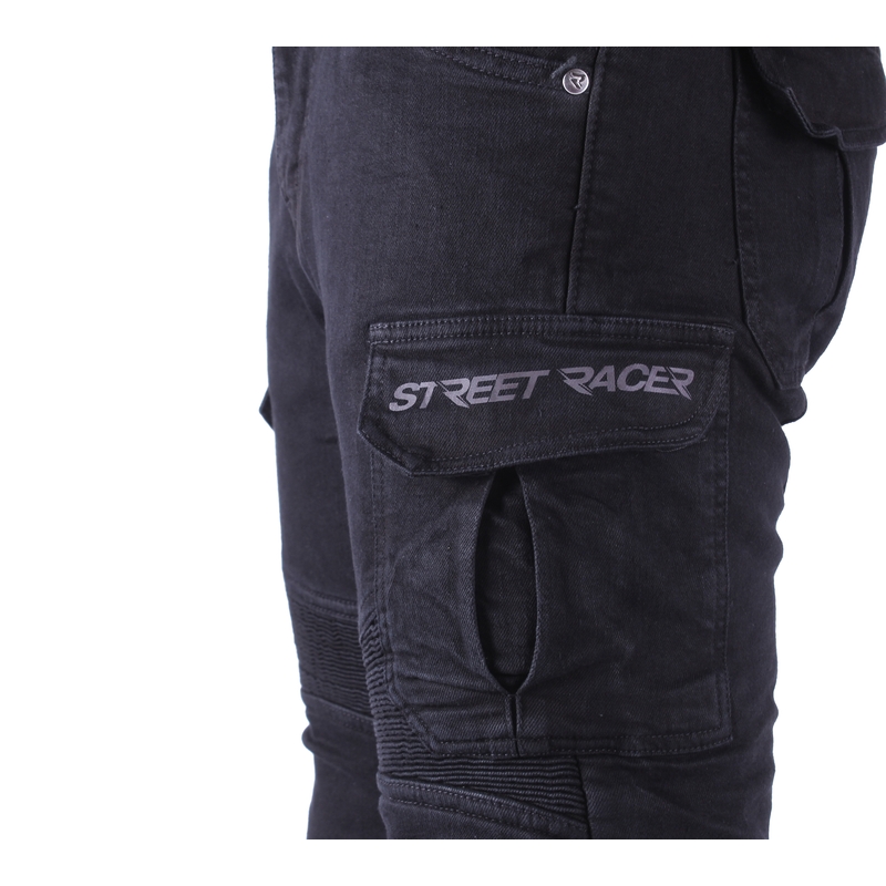 „Street Racer Cargo CE“ motociklo džinsai, juodi, 2 klasės - 2 kokybė - II. kokybė