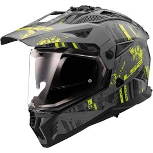 Enduro motociklininko šalmas LS2 MX702 PIONEER II CRAZY juoda-fluo geltona