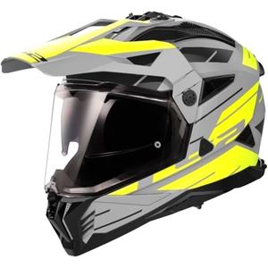 Enduro motociklininko šalmas LS2 MX702 PIONEER II NAMIB pilka-fluo geltona