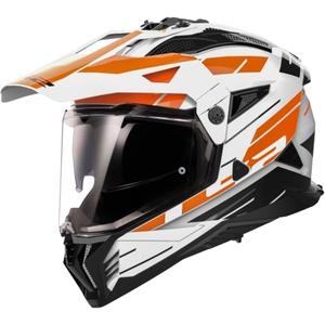 Enduro motociklininko šalmas LS2 MX702 PIONEER II NAMIB baltai oranžinis
