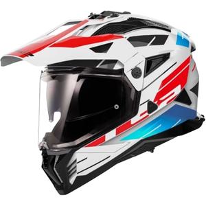 Enduro motociklininko šalmas LS2 MX702 PIONEER II NAMIB baltai-mėlynai-raudonas
