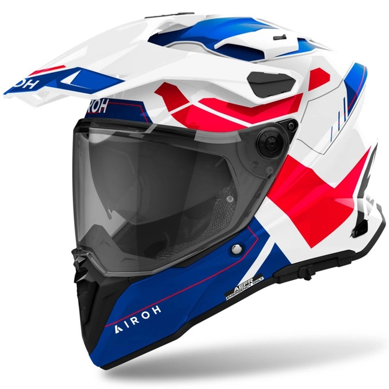 Enduro šalmas "Airoh Commander 2 Reveal" blizgus mėlynai raudonas