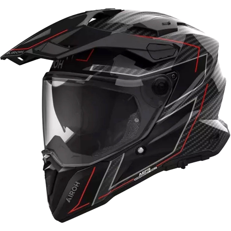 "Airoh Commander 2 Carbon" stilingas juodai raudonas enduro šalmas