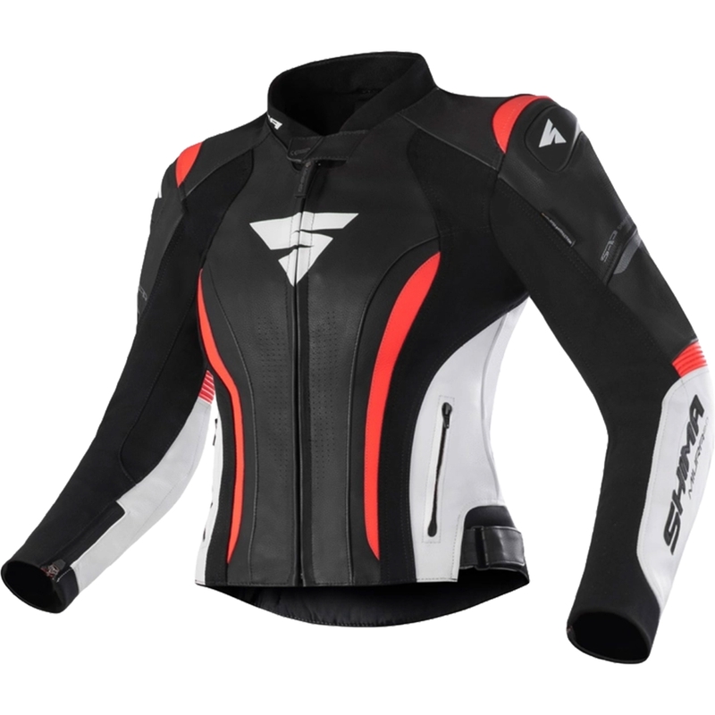 Moteriška Shima Miura 2.0 Black-White-Fluo Red motociklininko striukė
