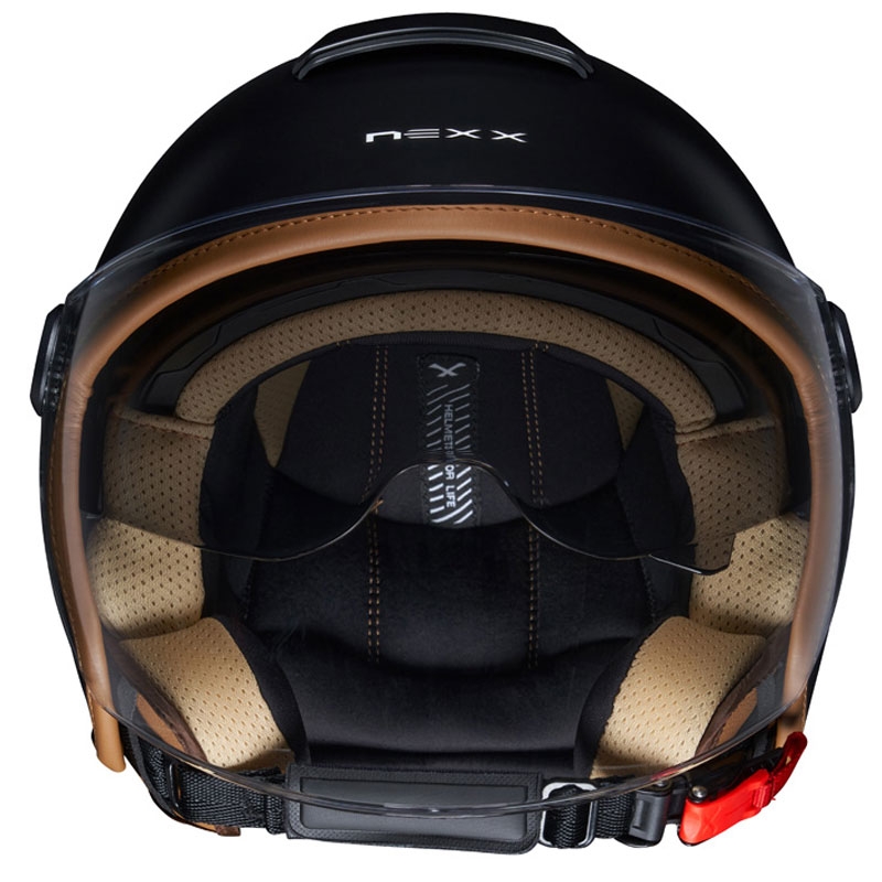 NEXX Y.10 Sunny atviras motociklo šalmas, juodas - II klasė - II. kokybė