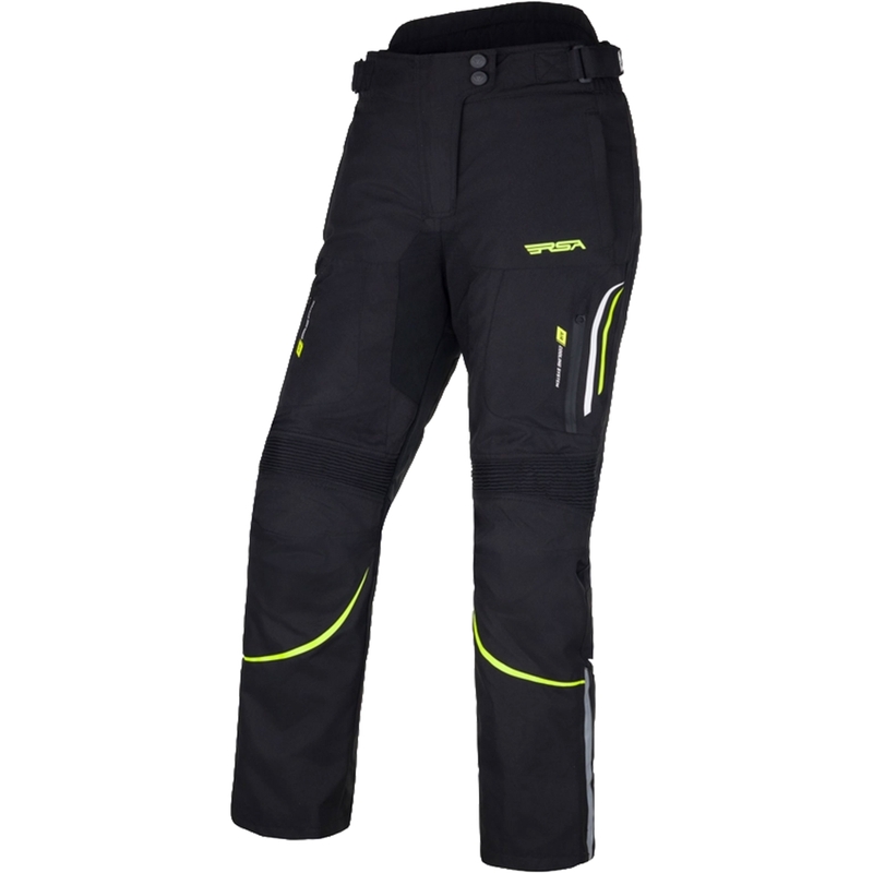 Moteriškos RSA Wasp Black-White-Fluo Yellow motociklininko kelnės