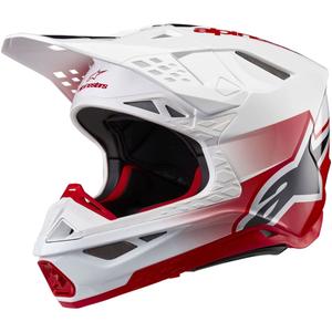 Alpinestars Supertech S-M10 Unite motokroso šalmas raudonos ir baltos spalvos