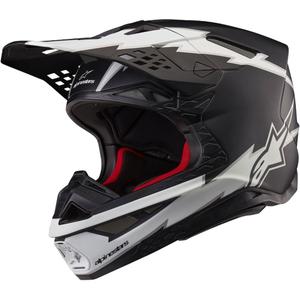 Alpinestars Supertech S-M10 Ampress motokroso šalmas matinės juodos ir baltos spalvos