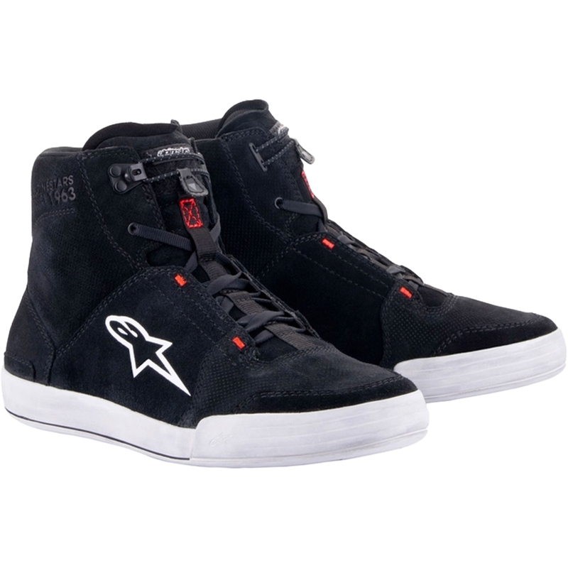 Alpinestars Chrome juoda-pilka-fluo raudona motociklininko batai