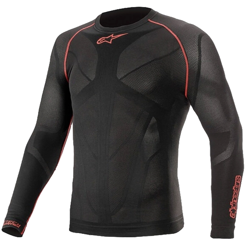 Alpinestars Ride Tech vasariniai termo marškinėliai ilgomis rankovėmis juodai raudoni