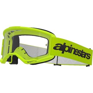 Alpinestars Vision 3 Wordmark fluo geltonos spalvos motokroso akiniai su skaidriu stiklu