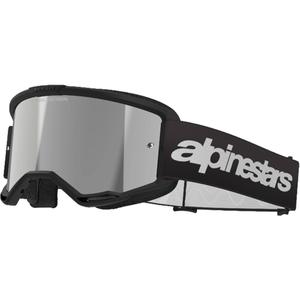 Alpinestars Vision 3 Wordmark motokroso akiniai juodi su veidrodiniu sidabriniu stiklu