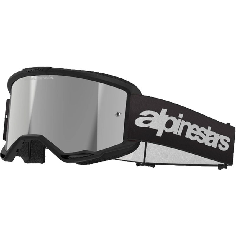 Alpinestars Vision 3 Wordmark motokroso akiniai juodi su veidrodiniu sidabriniu stiklu