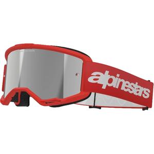 Alpinestars Vision 3 Wordmark motokroso akiniai raudoni su sidabriniais radialiniais lęšiais