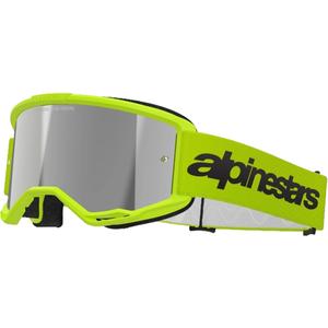 Alpinestars Vision 3 Wordmark fluo geltonos spalvos motokroso akiniai su sidabriniais radialiniais lęšiais