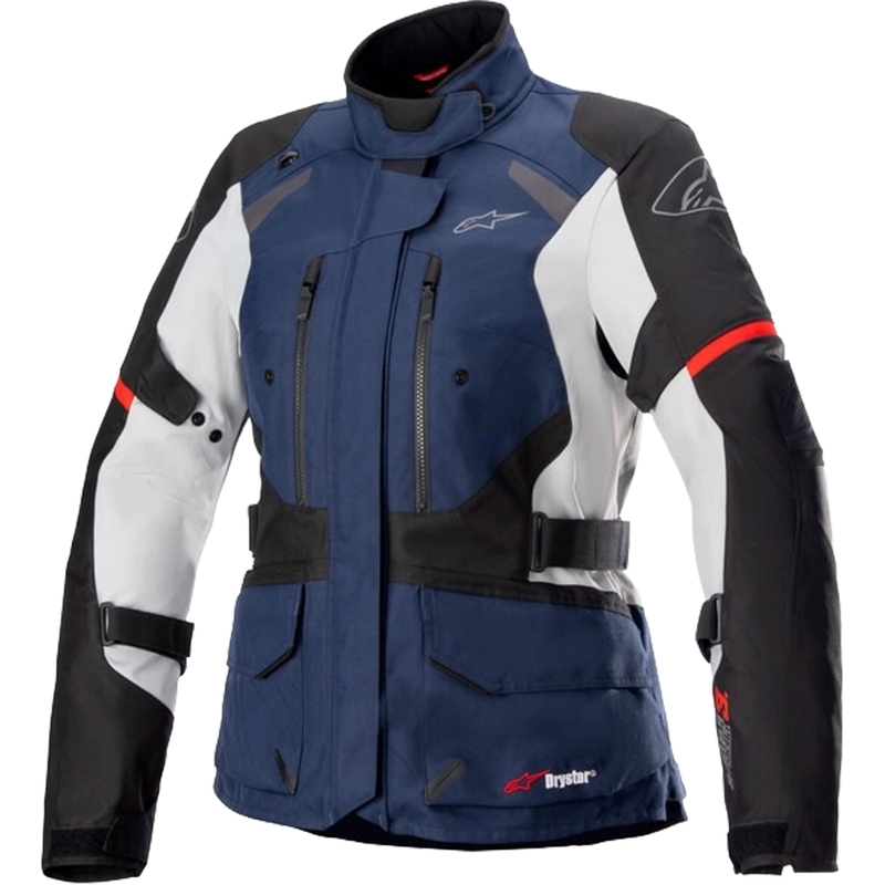 Alpinestars Stella Andes Drystar moteriška motociklininko striukė Tamsiai mėlyna-juoda-šviesiai pilka-raudona