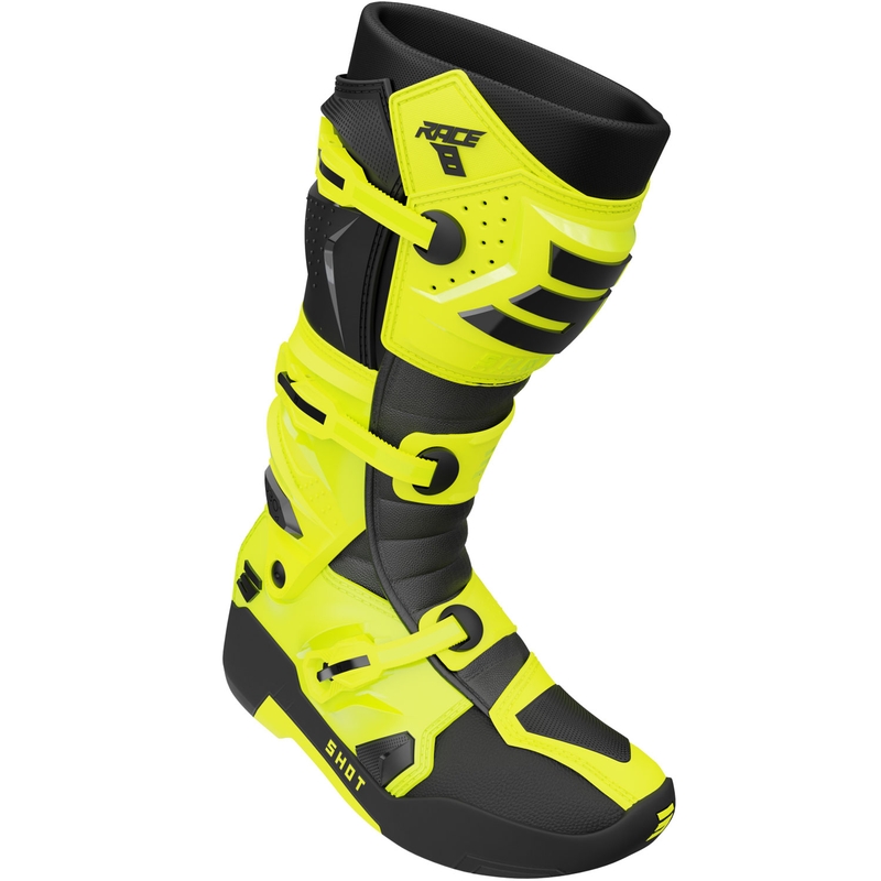 „Shot Race 8“ motociklo batai, fluorescencinės geltonos spalvos