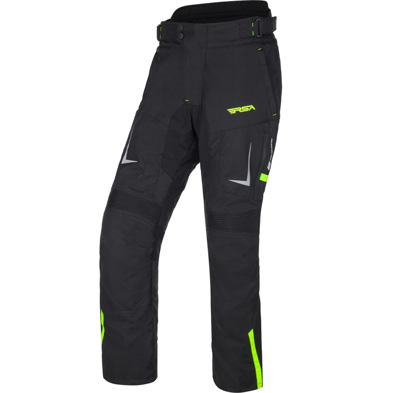 RSA EXO 2 motociklo kelnės juodos-fluorescencinės geltonos