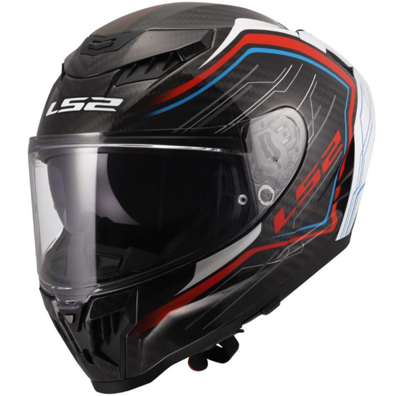 Uždaras motociklo šalmas LS2 FF807 Dragon Subic balta-mėlyna-raudona