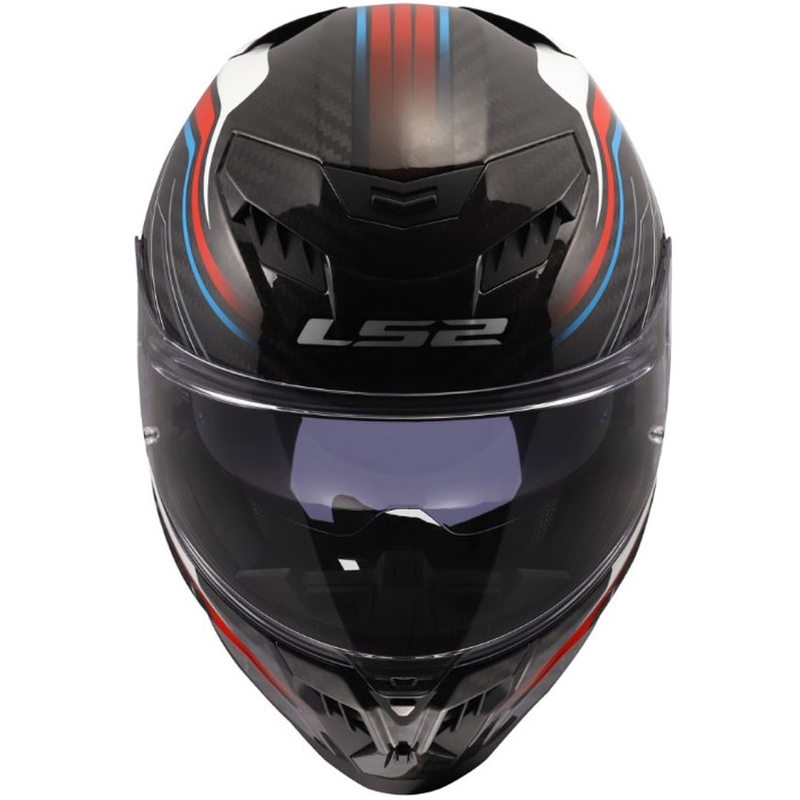 Uždaras motociklo šalmas LS2 FF807 Dragon Subic balta-mėlyna-raudona