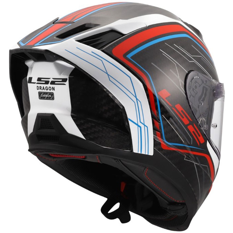 Uždaras motociklo šalmas LS2 FF807 Dragon Subic balta-mėlyna-raudona
