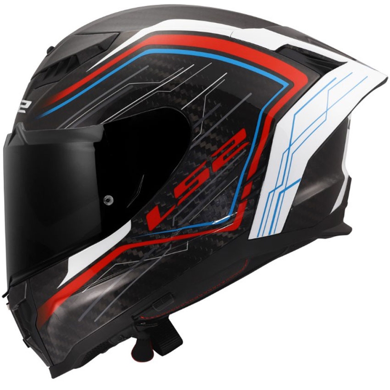 Uždaras motociklo šalmas LS2 FF807 Dragon Subic balta-mėlyna-raudona