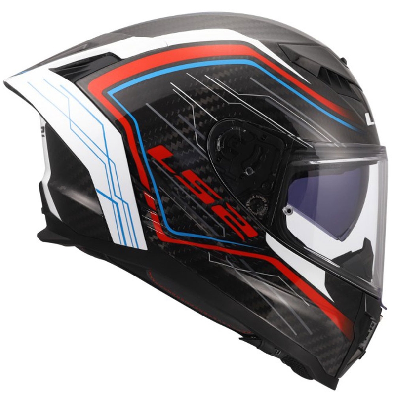 Uždaras motociklo šalmas LS2 FF807 Dragon Subic balta-mėlyna-raudona