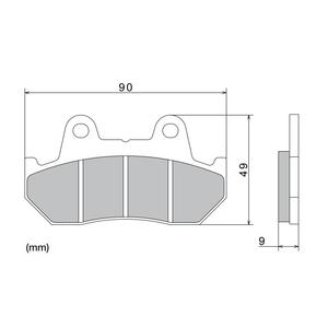 Stabdžių kaladėlės NISSIN pusiau metalinis mišinys 90x49x9 mm 2 vnt.