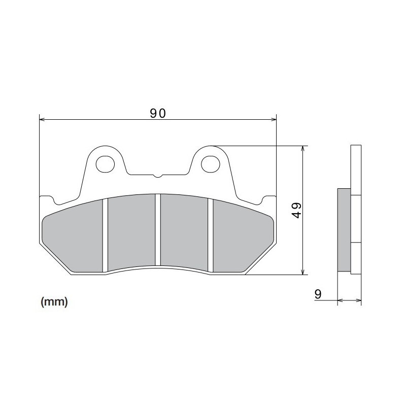Stabdžių kaladėlės NISSIN pusiau metalinis mišinys 90x49x9 mm 2 vnt.
