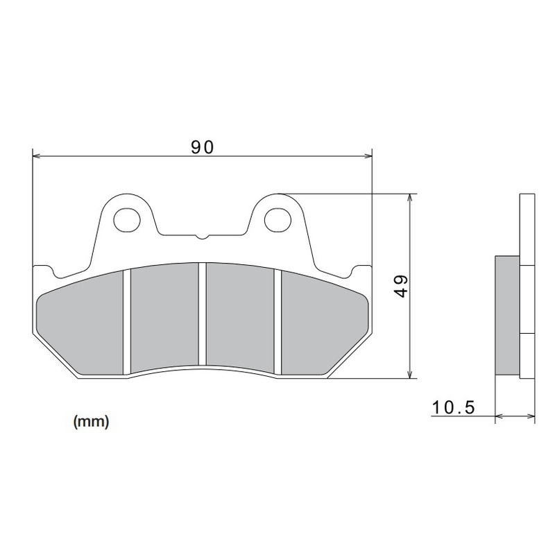 Stabdžių kaladėlės NISSIN pusiau metalinis mišinys 90x49x10,5 mm 2 vnt.