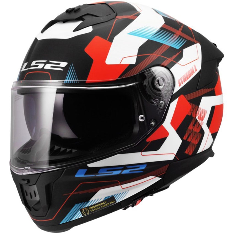 Uždaras motociklo šalmas LS2 FF808 Stream II Mika matinė balta-mėlyna