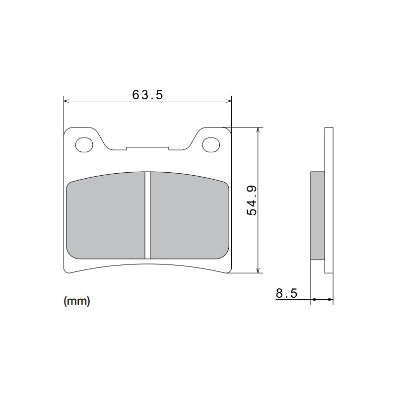 Stabdžių kaladėlės NISSIN pusiau metalinės junginio 63,5x54,9x8,5 mm 2 vnt.