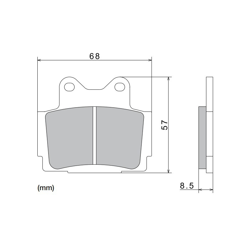 Stabdžių kaladėlės NISSIN pusiau metalinės junginio 68x57x8,5 mm 2 vnt.