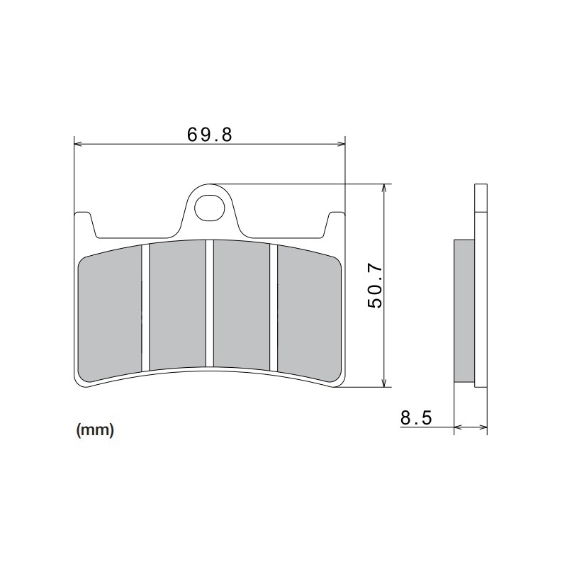 Stabdžių kaladėlės NISSIN pusiau metalinės junginio 69,8x50,7x8,5 mm 2 vnt.