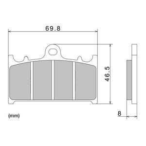 Stabdžių kaladėlės NISSIN pusiau metalinės junginio 69,8x46,5x8 mm 2 vnt.