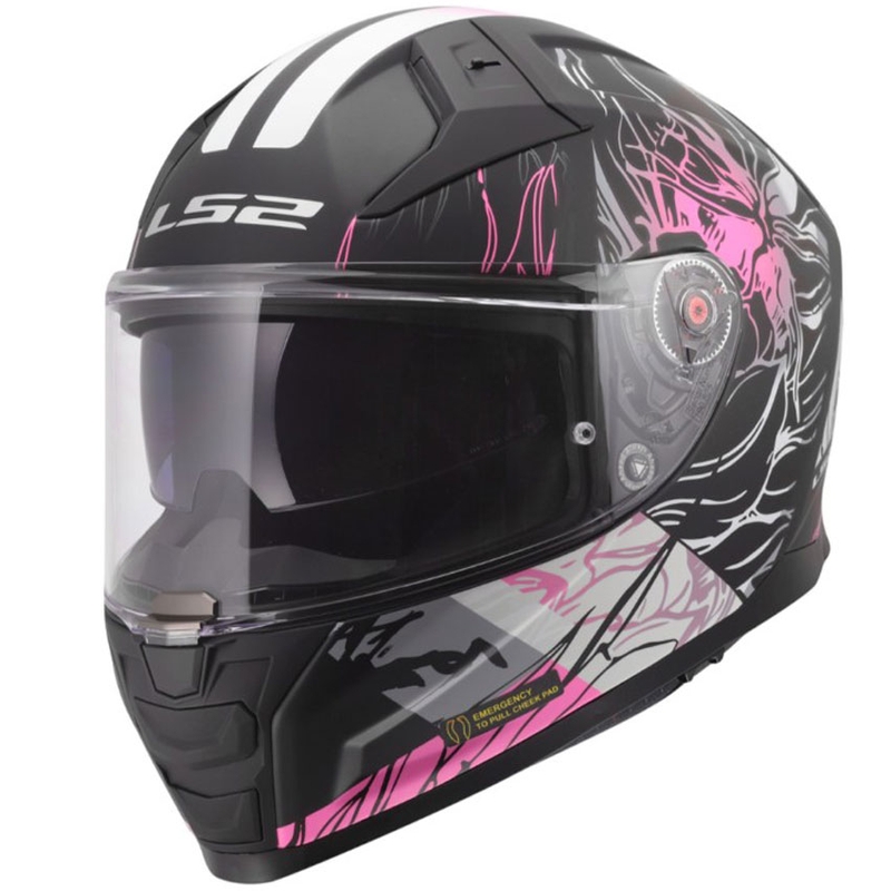 Uždaras motociklo šalmas LS2 FF811 Vector II Darflo matinė juoda-rožinė