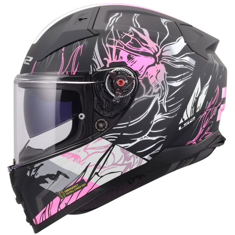Uždaras motociklo šalmas LS2 FF811 Vector II Darflo matinė juoda-rožinė