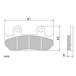 Stabdžių kaladėlės NISSIN pusiau metalinis mišinys 81x42x9 mm 2 vnt.