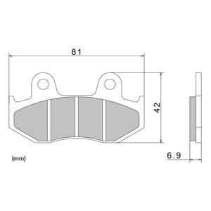 Stabdžių kaladėlės NISSIN pusiau metalinės junginio 81x42x6,9 mm 2 vnt.