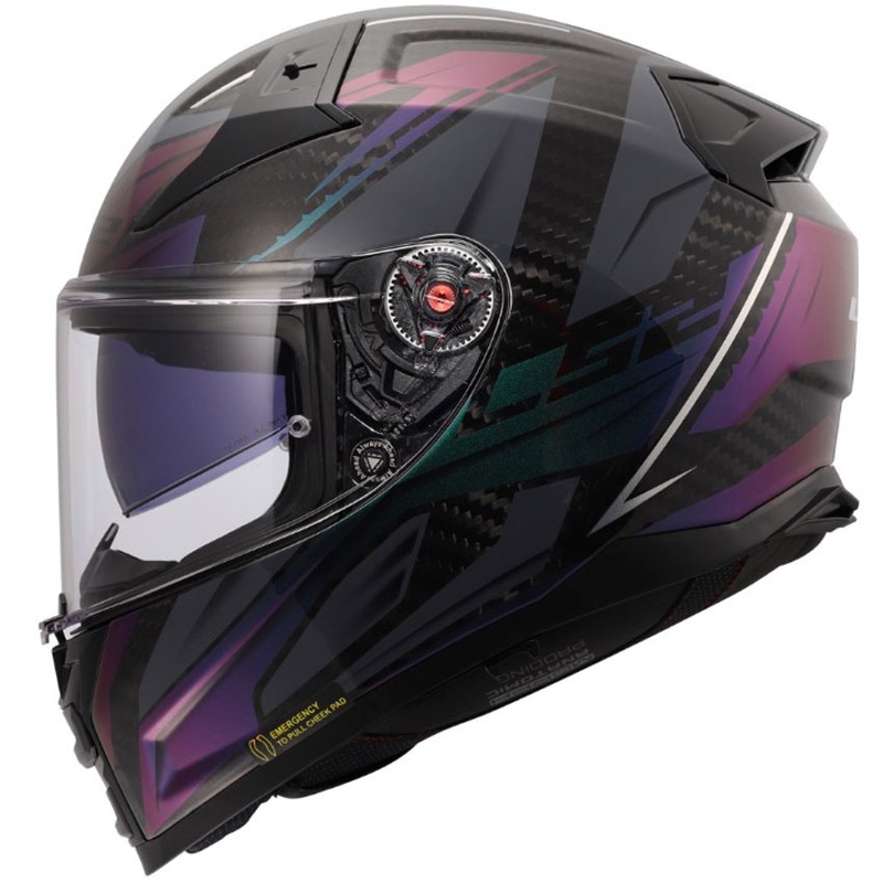 Uždaras motociklo šalmas LS2 FF811 Vector II C Savage Chameleon juoda-violetinė