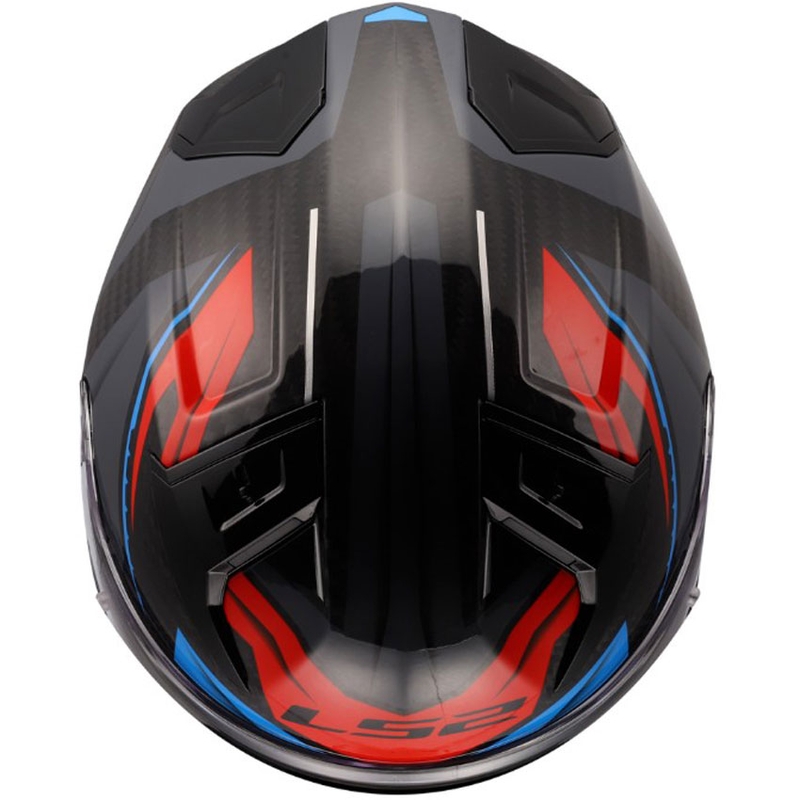 Uždaras motociklo šalmas LS2 FF811 Vector II C Savage balta-mėlyna-raudona