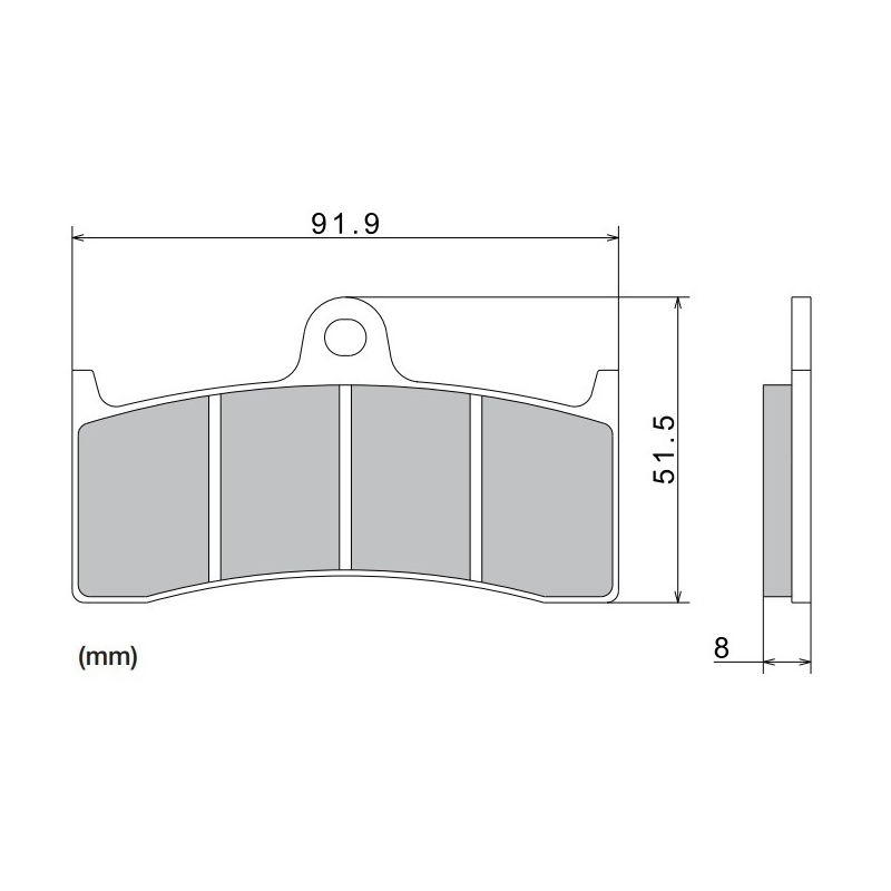 Stabdžių kaladėlės NISSIN pusiau metalinės junginio 91,9x51,5x8 mm 2 vnt.