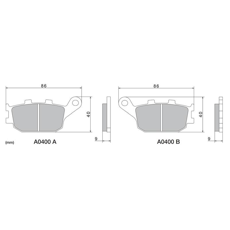 Stabdžių kaladėlės NISSIN pusiau metalinis mišinys 86x40x9 mm 2 vnt.
