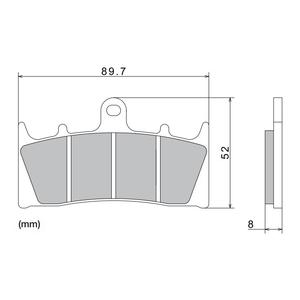 Stabdžių kaladėlės NISSIN pusiau metalinės junginio 89,7x52x8 mm 2 vnt.